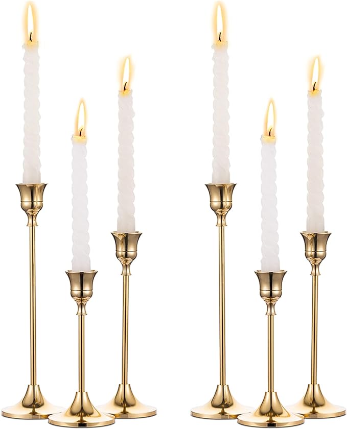 2 Sets(6 Pcs) Metal Taper Candle Holders