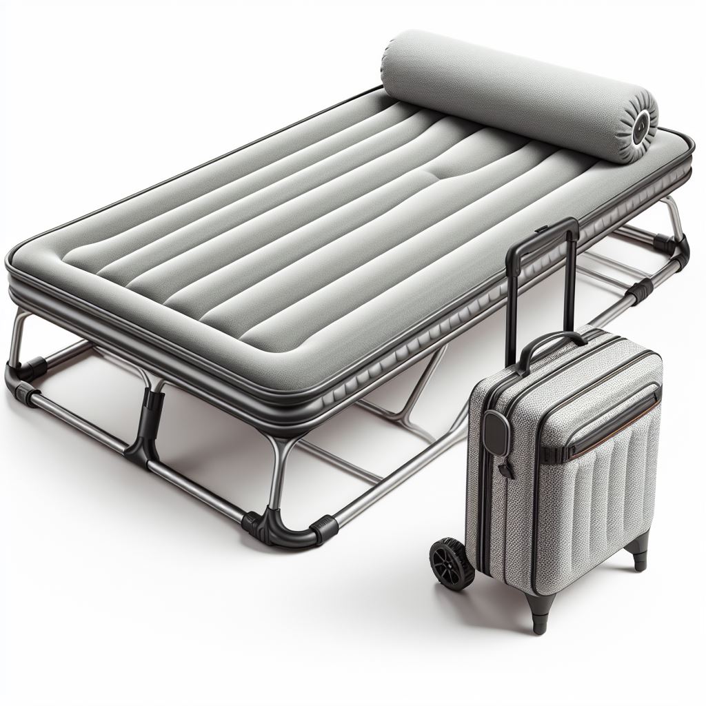 Air mattresses with frames and rolling case: portable, elevated bed with sturdy frame, convenient rolling case for easy transport.