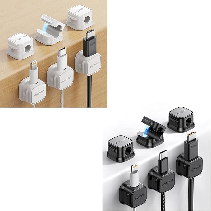 12 Pack Magnetic Cable Clips [Cable Smooth Adjustable]