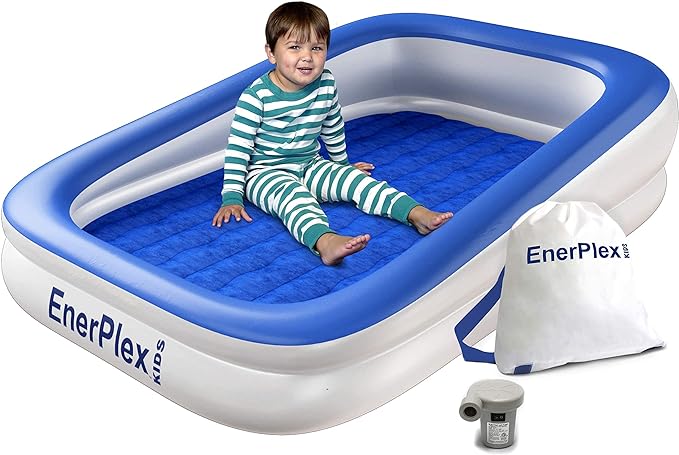 EnerPlex Kids Inflatable Toddler Travel Bed with High Speed Pump